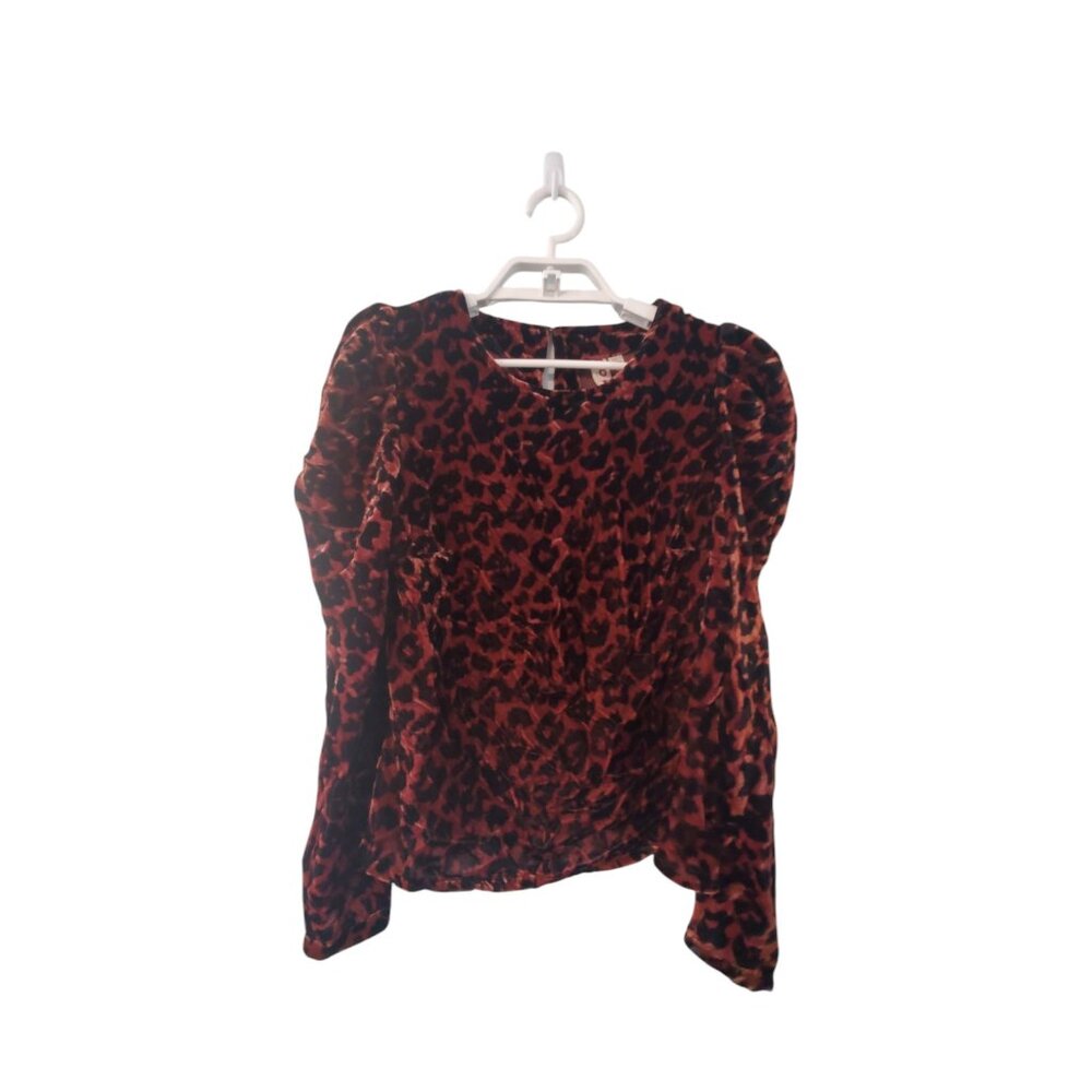 Dolan Left Coast Collection Charley top womens XS leopard cheetah velvet puff